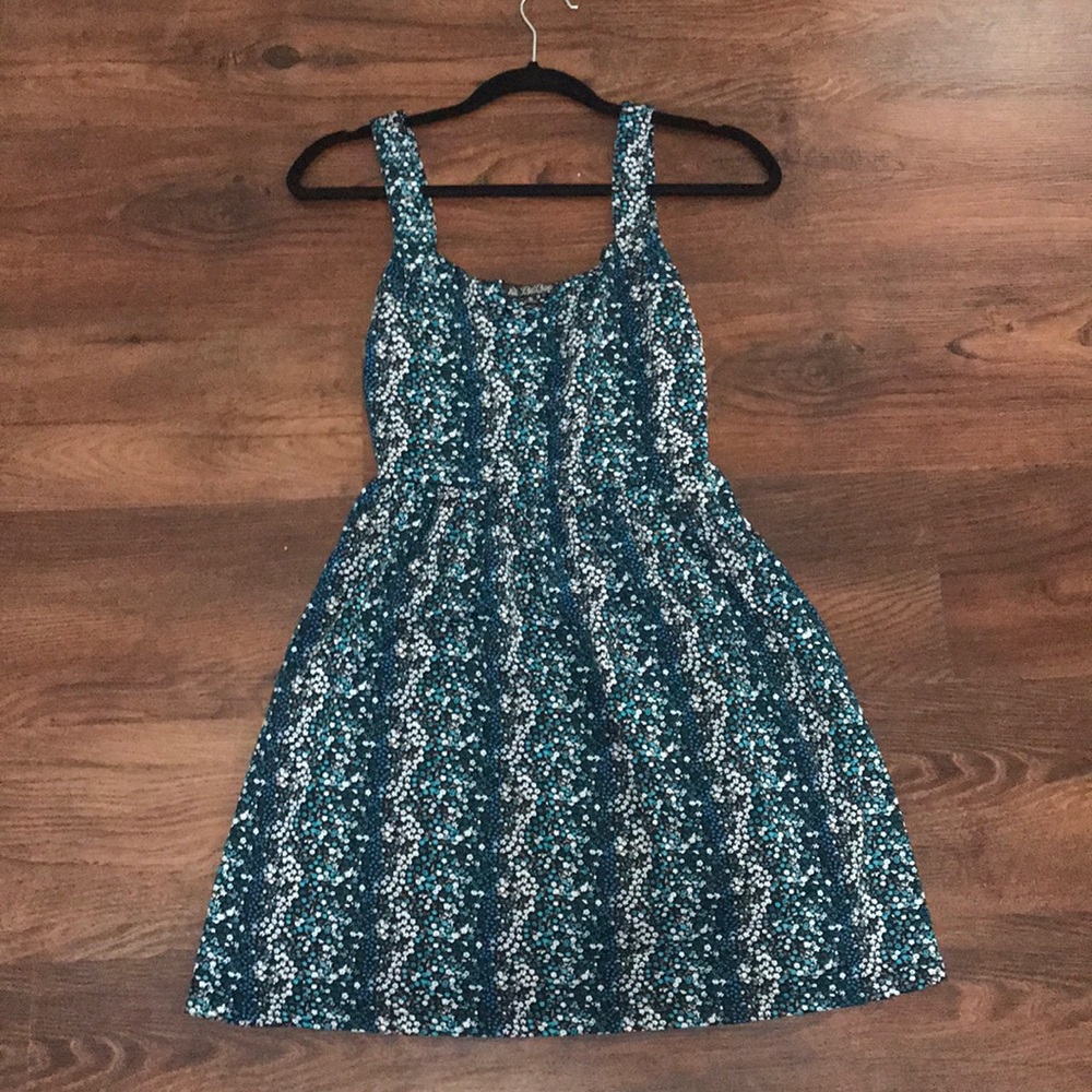 Blue Floral Dress with Pockets